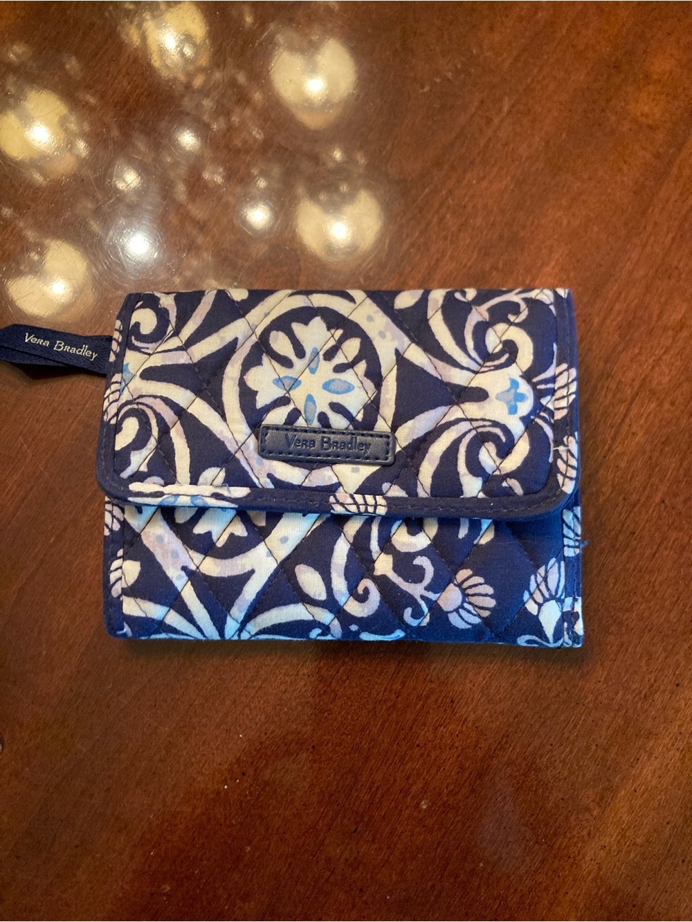 Vera Bradley Navy and Cream Floral Quilted Card Wallet